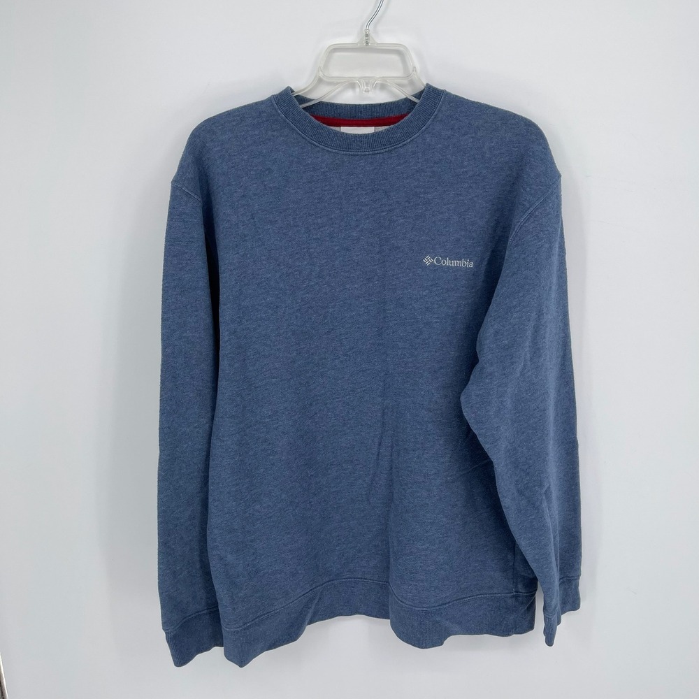 Columbia Men's Blue Heathered Logo Fleece Crewneck Pullover Sweatshirt Size M